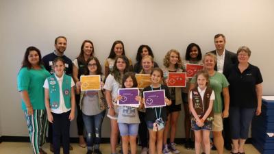 Girl Scouts with cyber badges