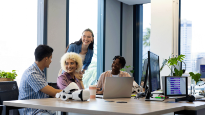 Artificial Intelligence Office Workers at Desk